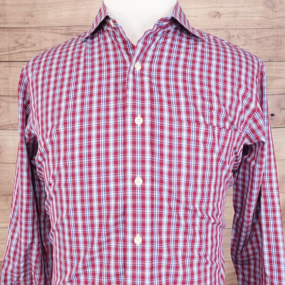 BROOKS BROTHERS SLIM FIT NON-IRON RED PLAID BUTTON DOWN SHIRT MENS SIZE M - Picture 1 of 6